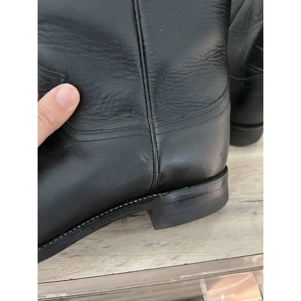 Justin Jackson 10” Roper Western Cowboy Boots Men 8E Black Leather 3133 57978